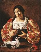 CECCO DEL CARAVAGGIO Woman with a Dove sdv Sweden oil painting artist
